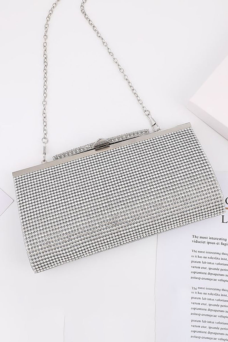 Load image into Gallery viewer, Silver Rhinestone Evening Clutch Bag