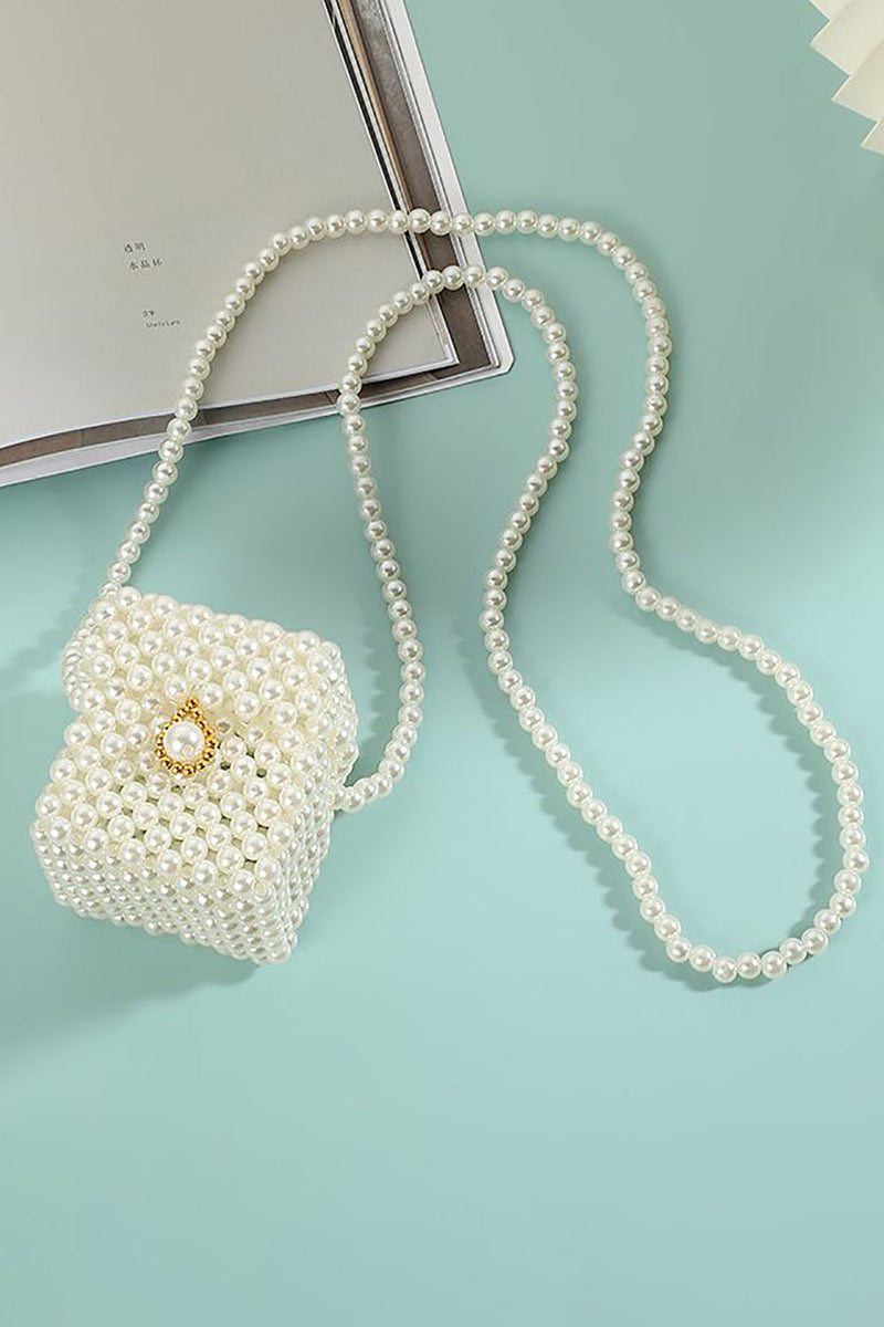 Load image into Gallery viewer, Beaded White Evening Party Hangbag