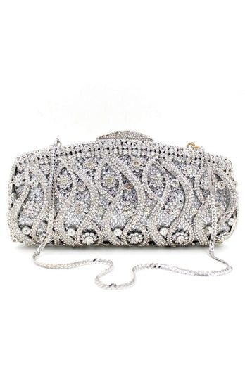 Luxury Rhinestone Party Handbag With Detachable Chain