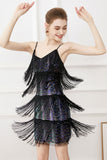 Black Fringes Spaghetti Straps 1920s Dress