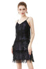 Load image into Gallery viewer, Black Fringes Spaghetti Straps 1920s Dress