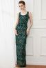 Load image into Gallery viewer, Dark Green Sheath Fringes Long 1920s Dress