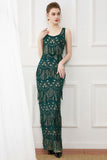 Dark Green Sheath Fringes Long 1920s Dress