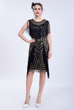 Black Glitter Sequins Flapper Dress with Fringes