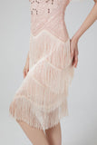 Blush Sequins 1920s Dress with Fringes