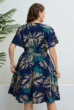 Plus Size Navy V Neck Summer Dress