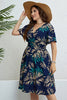 Load image into Gallery viewer, Plus Size Navy V Neck Summer Dress