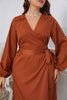 Load image into Gallery viewer, Brown Plus Size Long Sleeves Summer Dress with Ruffles