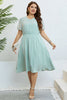 Load image into Gallery viewer, Round Neck Green Plus Size Short Sleeves Summer Dress