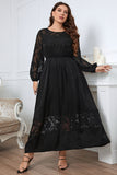 Black Plus Size Long Sleeves Round Neck Summer Dress