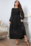 Black Plus Size Long Sleeves Round Neck Summer Dress