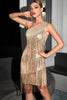 Load image into Gallery viewer, One Shoulder Champagne Graduation Dress with Fringes