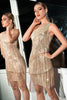 Load image into Gallery viewer, One Shoulder Champagne Graduation Dress with Fringes