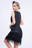 Black Sequins Gatsby Fringed Flapper Dress