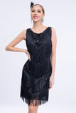 Black Sequins Gatsby Fringed Flapper Dress