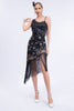 Load image into Gallery viewer, Black Beaded Roaring 20s Gatsby Fringed Flapper Dress