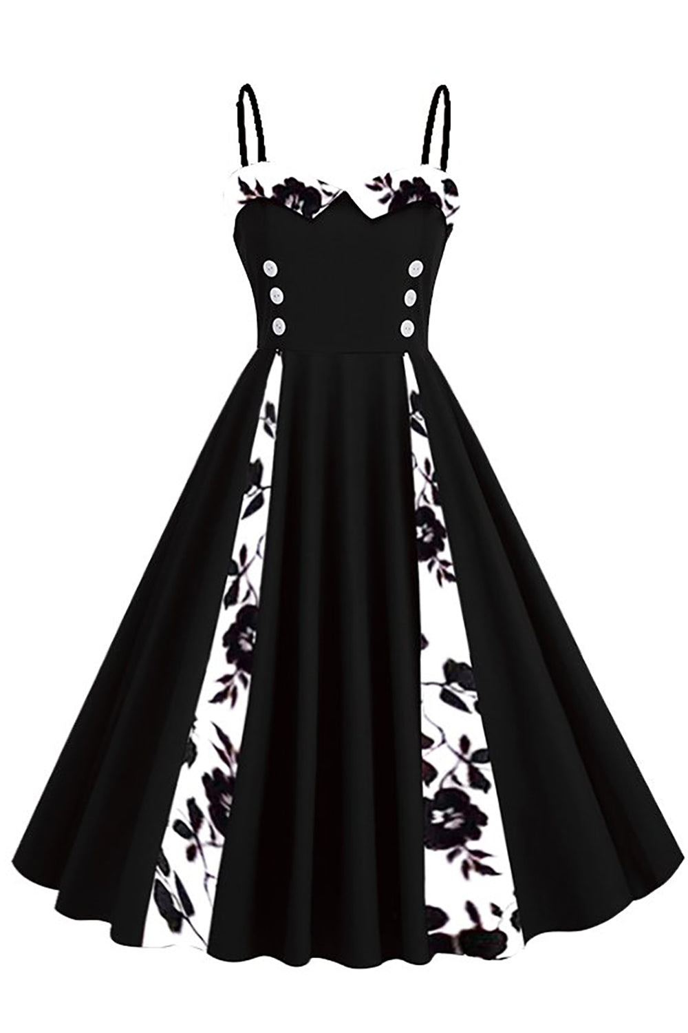 Polka Dots Black Swing 1950s Dress with Sleeveless