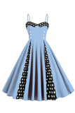 Polka Dots Black Swing 1950s Dress with Sleeveless