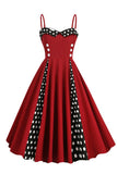 Polka Dots Black Swing 1950s Dress with Sleeveless