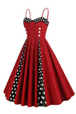 Polka Dots Black Swing 1950s Dress with Sleeveless