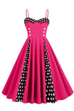 Polka Dots Black Swing 1950s Dress with Sleeveless