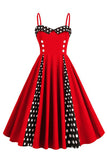 Polka Dots Black Swing 1950s Dress with Sleeveless