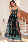 Dark Green Sparkly Long Prom Dress with Sequins