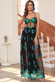 Dark Green Sparkly Long Prom Dress with Sequins