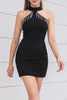 Load image into Gallery viewer, Halter Black Bodycon Homecoming Dress With Tassel