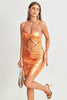 Load image into Gallery viewer, Orange Sparkly Keyhole Spaghetti Straps Homecoming Dress
