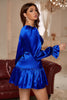 Load image into Gallery viewer, V-Neck Royal Blue Short Homecoming Dress Long Sleeves