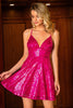 Load image into Gallery viewer, A-Line Spaghetti Straps Glitter Fuchsia Short Homecoming Dress
