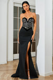 Sweetheart Black Long Prom Dress with Slit