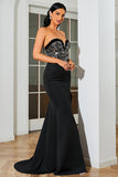 Sweetheart Black Long Prom Dress with Slit
