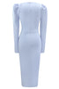 Load image into Gallery viewer, Blue Long Sleeves Square Neck Keyhole Cocktail Dress