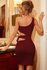 Load image into Gallery viewer, Pink One Shoulder Cut Out Bodycon Homecoming Dress