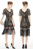 Black Fringes Sparkly 1920s Dress with Short Sleeves