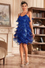 Load image into Gallery viewer, Royal Blue Spaghetti Straps Fringed Roaring 20s Great Gatsby Dress