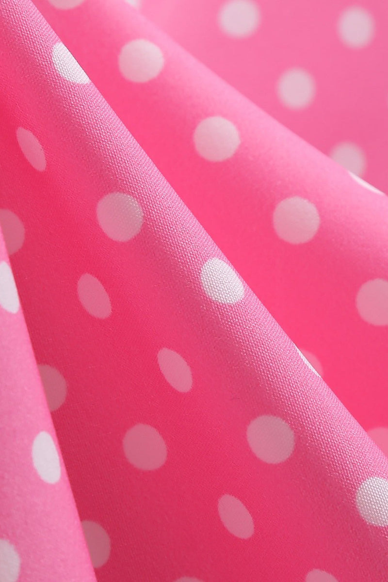Load image into Gallery viewer, Pink Polka Dots Short Sleeves 1950s Dress