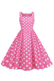 Polka Dots Pink Sleeveless 1950s Dress