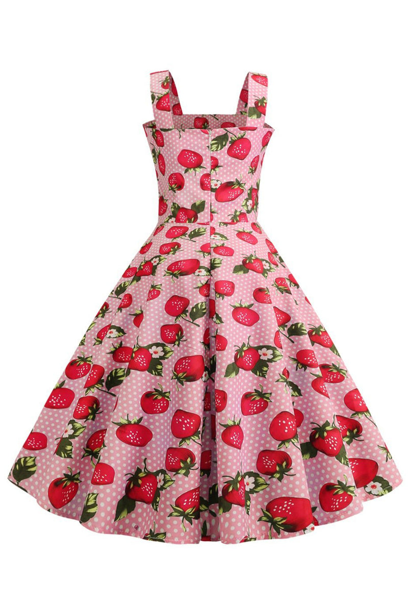 Load image into Gallery viewer, Strawbarries Printed Blue Sleeveless 1950s Dress