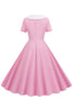 Load image into Gallery viewer, A Line Pink Short Sleeveless 1950s Dress