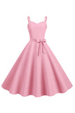 Blush Spaghetti Straps A Line 1950s Dress