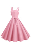 Blush Spaghetti Straps A Line 1950s Dress