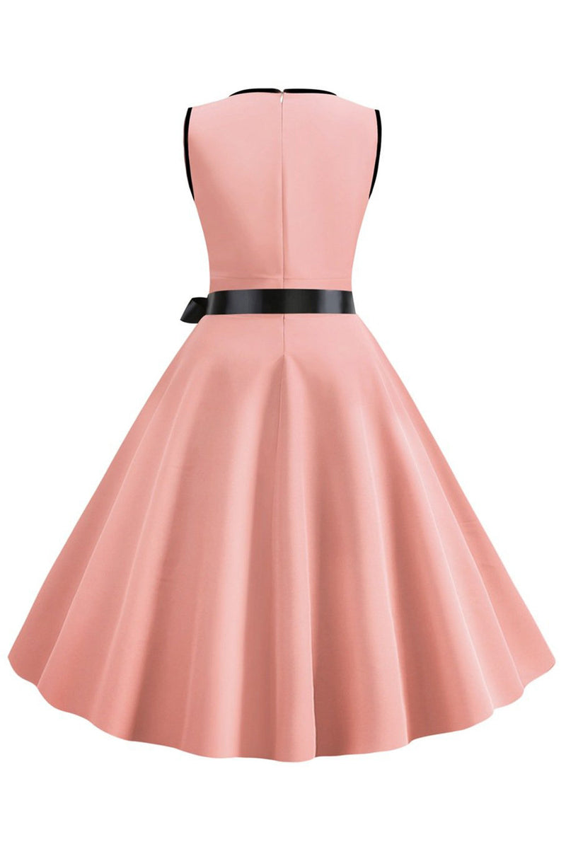 Load image into Gallery viewer, Blush Sleeveless V-Neck 1950s Dress With Bowknot