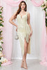 Load image into Gallery viewer, Sequined Apricot Sheath Sleeveless Party Dress With Slit