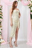 Load image into Gallery viewer, Sequined Apricot Sheath Sleeveless Party Dress With Slit