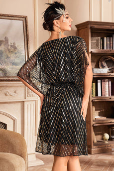 Glitter Sequins 1920s Dress with Batwing Sleeves
