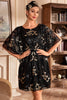 Load image into Gallery viewer, Black Sequins Flapper Dress with Batwing Sleeves