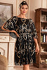 Load image into Gallery viewer, Black Glitter Sequins 1920s Dress with Batwing Sleeves